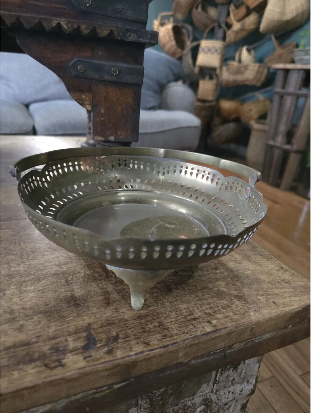 Vintage Brass basket, fruit basket